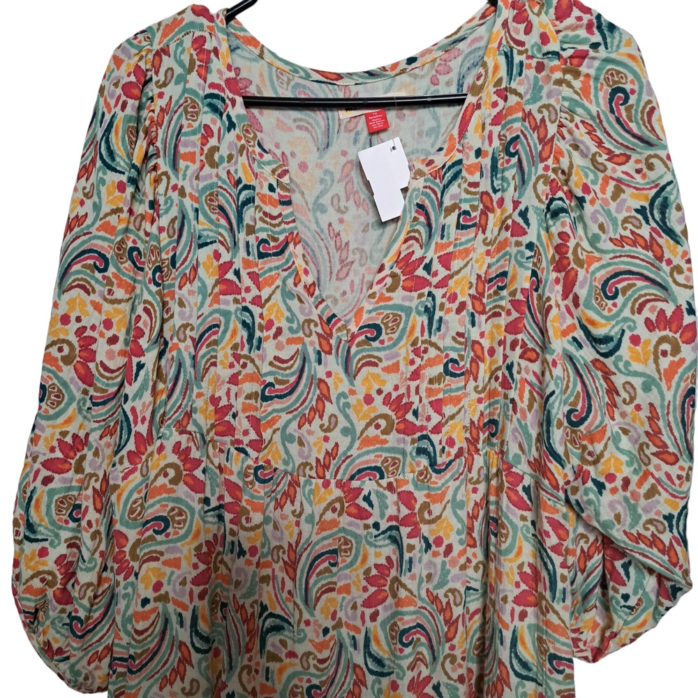 Marine Layer Scarlett Women's Multicolor Long Sleeve Boho Mini Dress Large - Picture 4 of 10